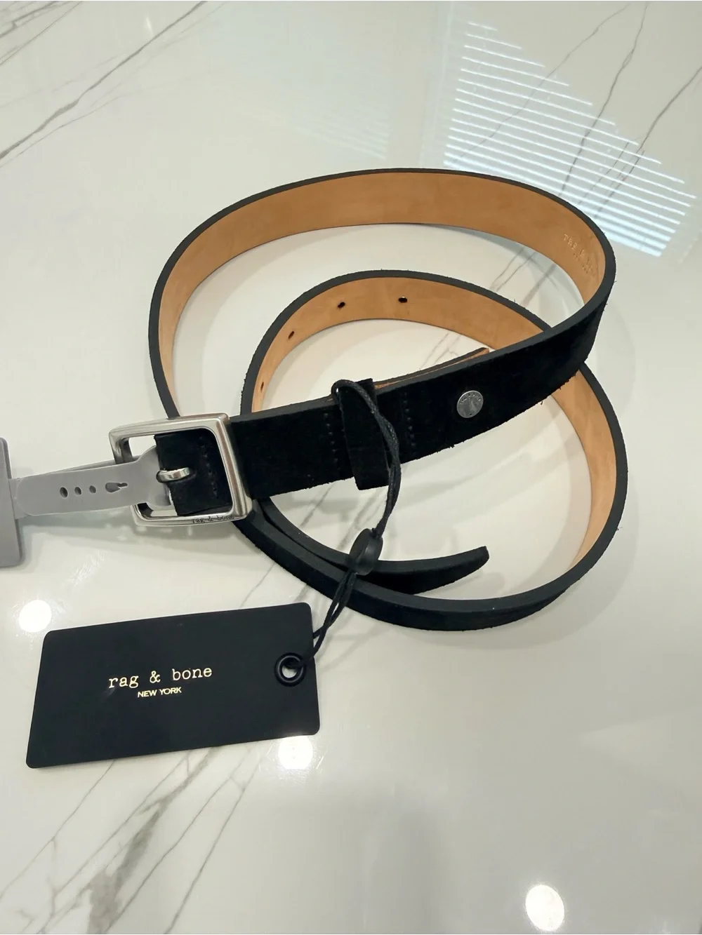rag & bone Black Suede Leather Belt NWT